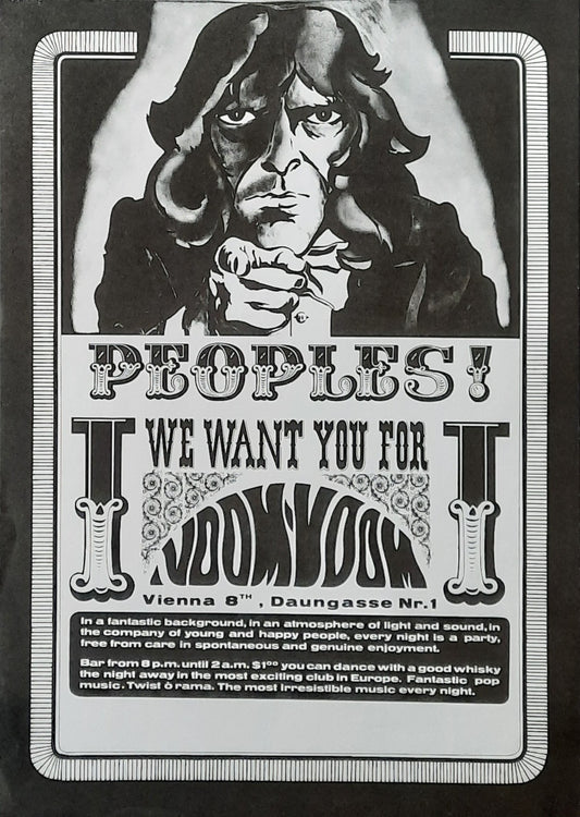 VOOM VOOM CLUB 1970s Original Advertising Poster - Discotheque Vienna Austria