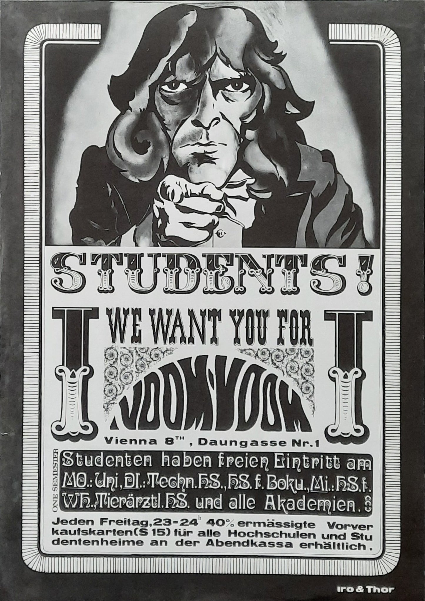 VOOM VOOM CLUB 1970s Original Advertising Poster - Discotheque Vienna Austria (Students)