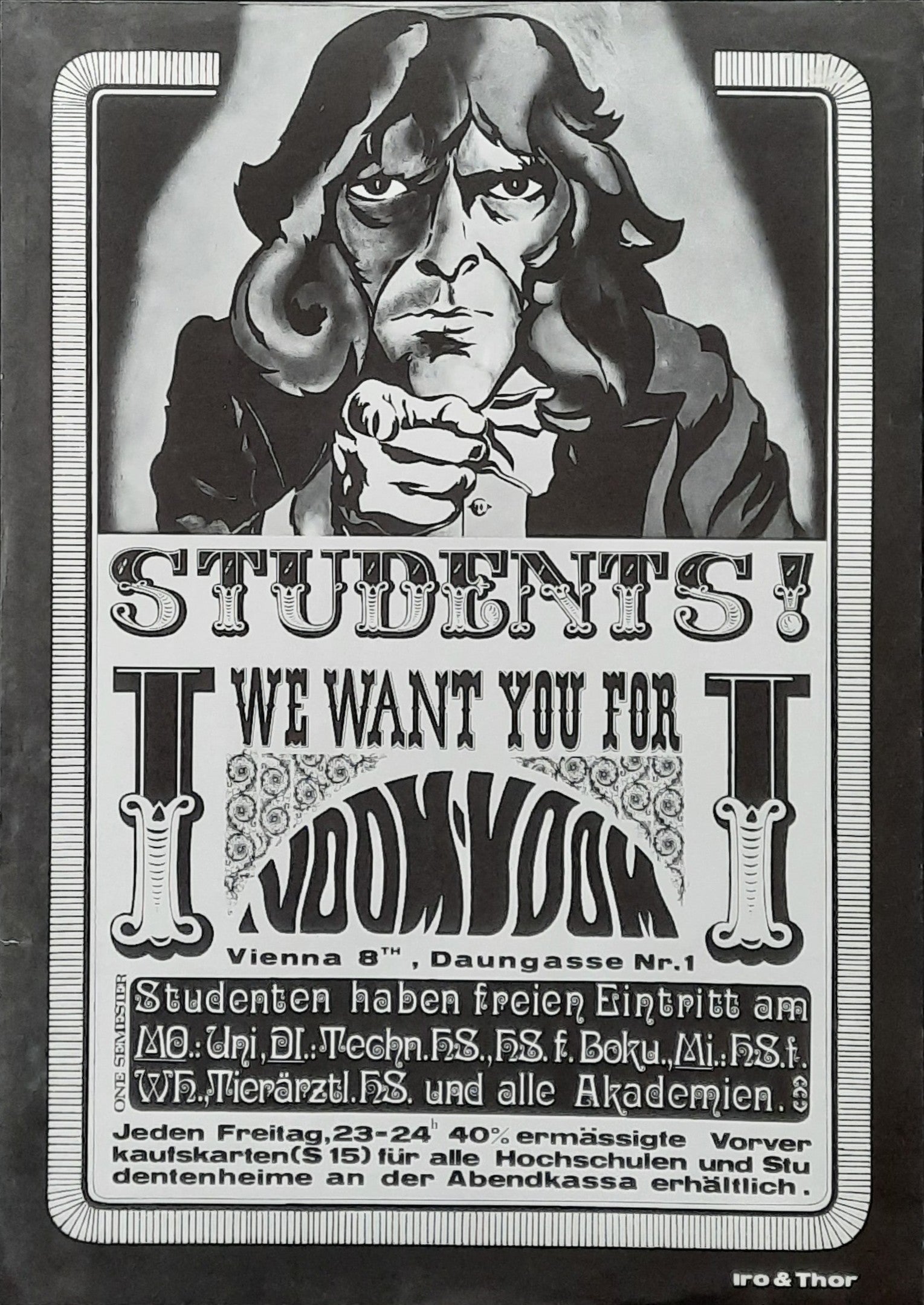 VOOM VOOM CLUB 1970s Original Advertising Poster - Discotheque Vienna Austria (Students)