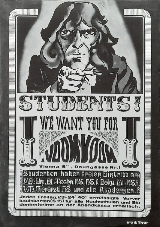 VOOM VOOM CLUB 1970s Original Advertising Poster - Discotheque Vienna Austria (Students)