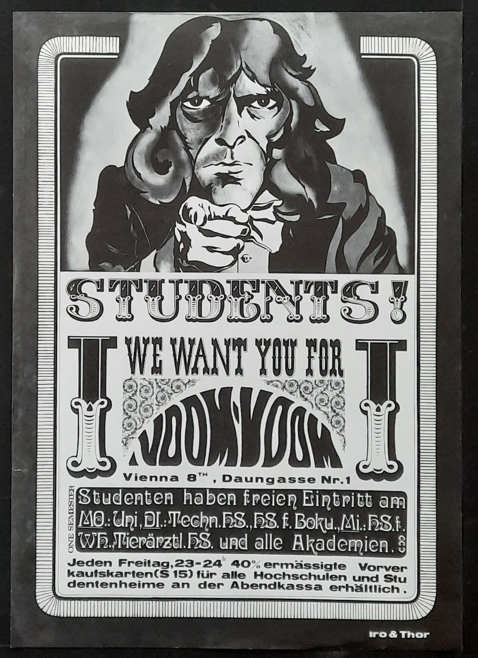 VOOM VOOM CLUB 1970s Original Advertising Poster - Discotheque Vienna Austria (Students)