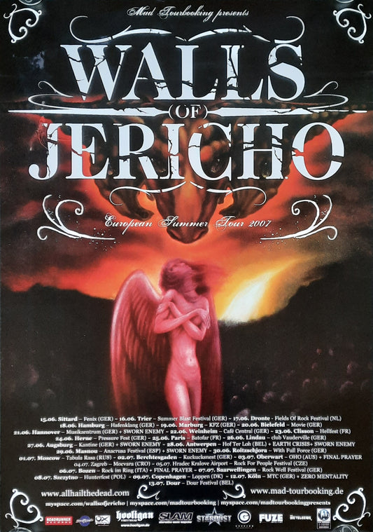 WALLS OF JERICHO Original Concert Poster 2007 European Tour