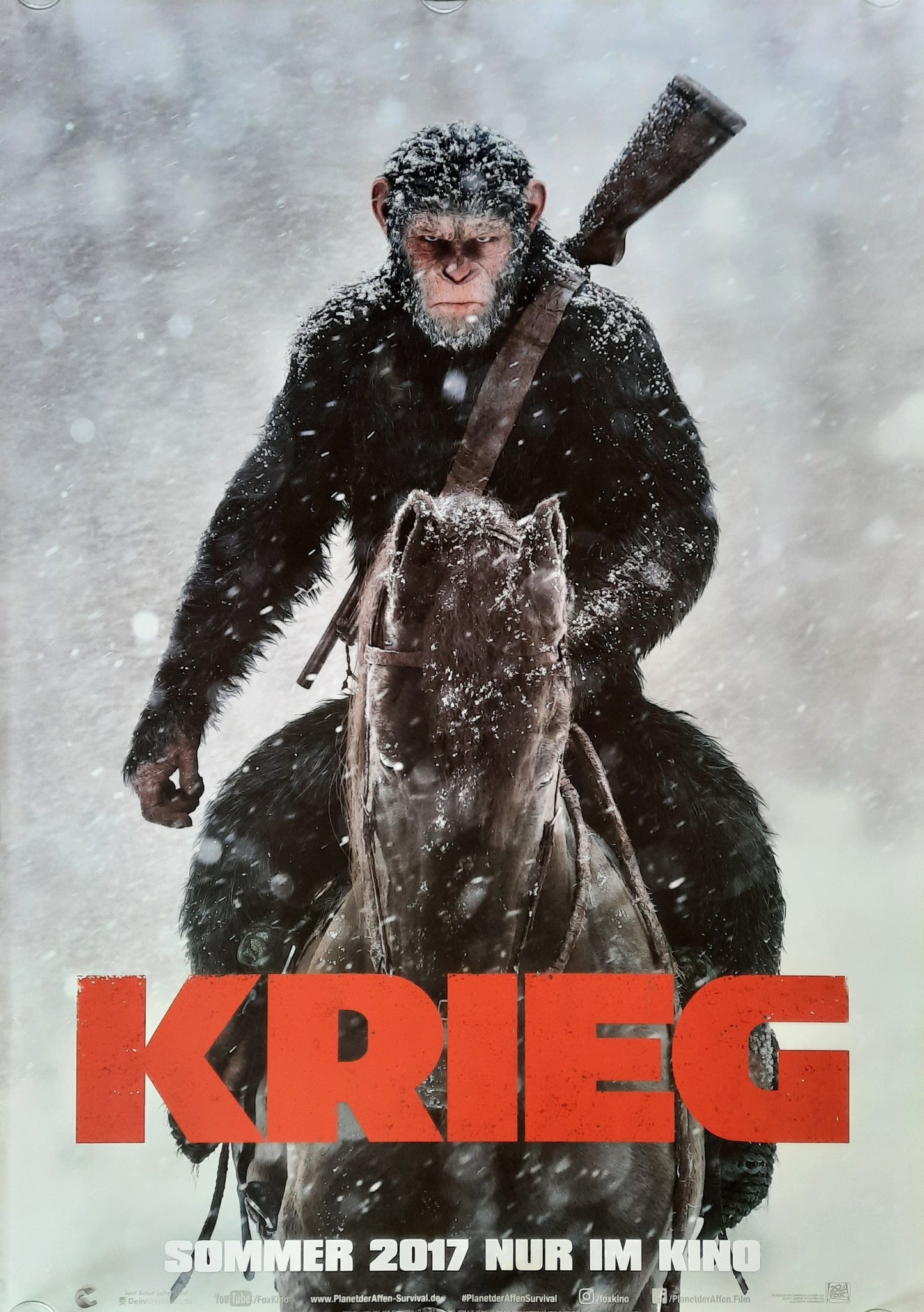 WAR FOR THE PLANET OF THE APES Original Movie Poster 2017 German 2-Sheet SUBWAY POSTER ROLLED 1
