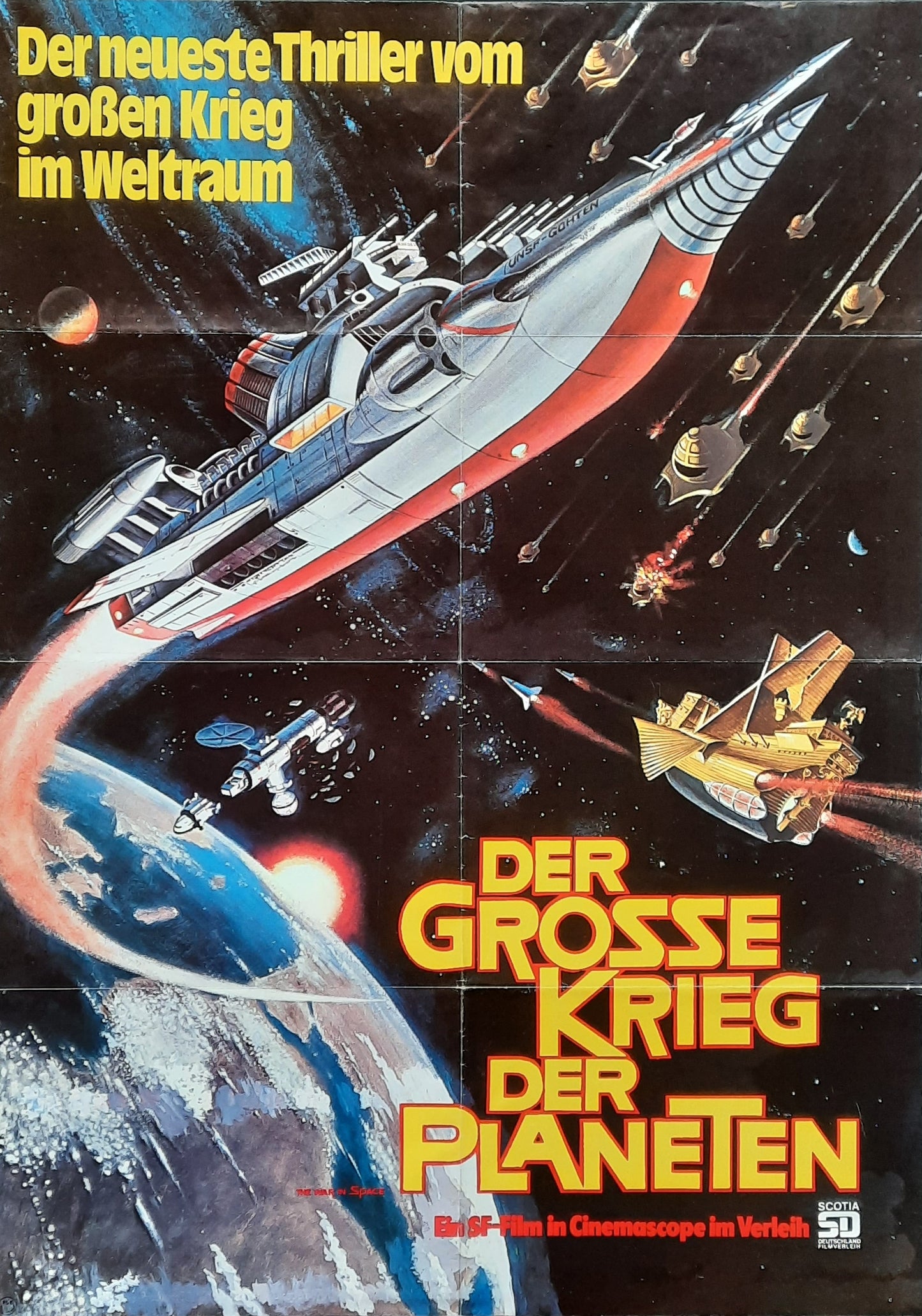WAR IN SPACE Original Movie Poster 1977 Jun Fukuda, Kensaku Morita, German 1-Sheet