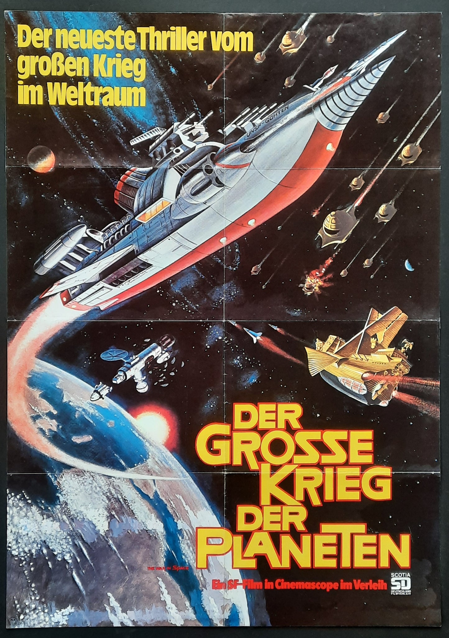 WAR IN SPACE Original Movie Poster 1977 Jun Fukuda, Kensaku Morita, German 1-Sheet 2