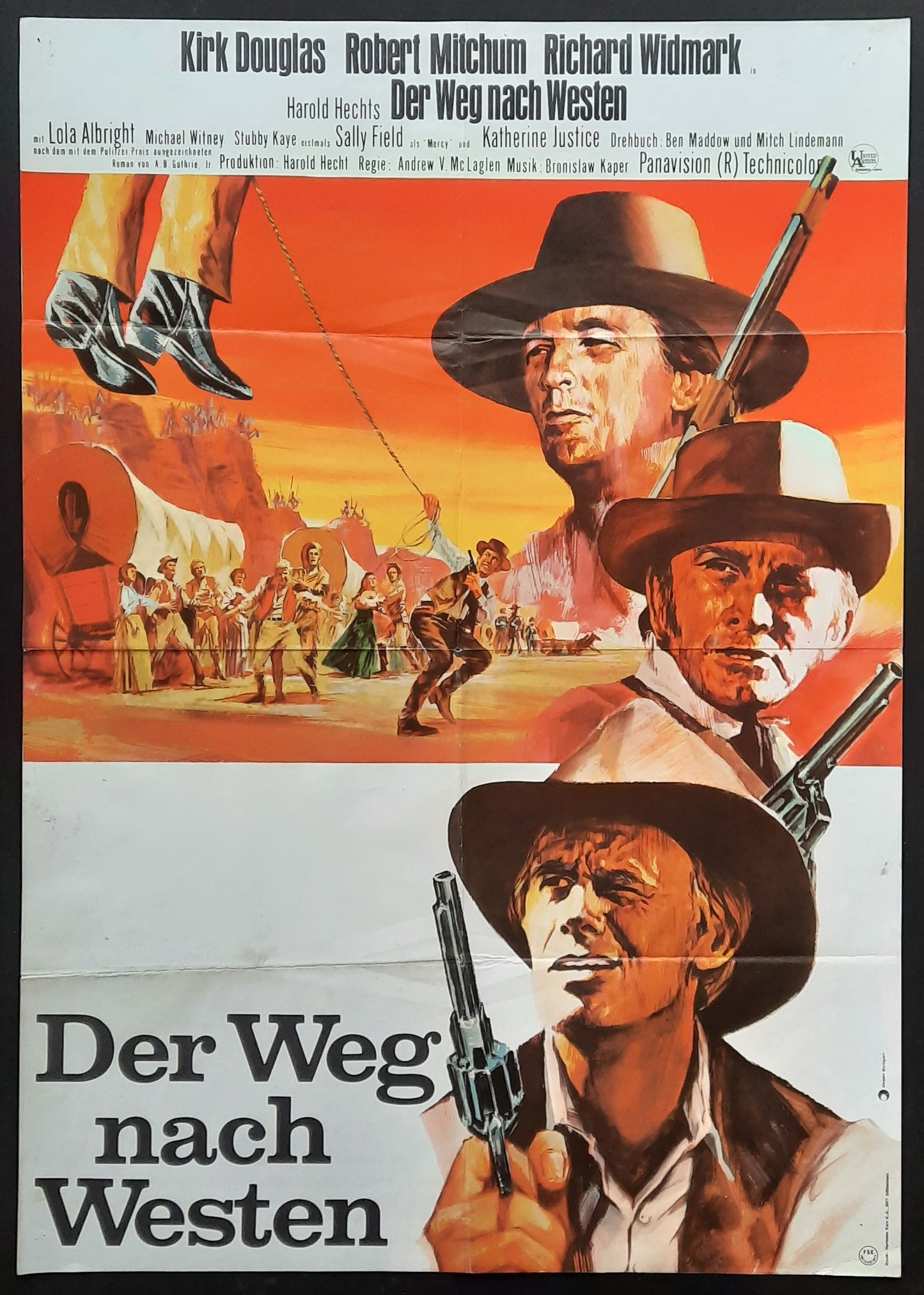 WAY WEST Original Movie Poster 1967 Douglas Mitchum Widmark German 1-Sheet Poster