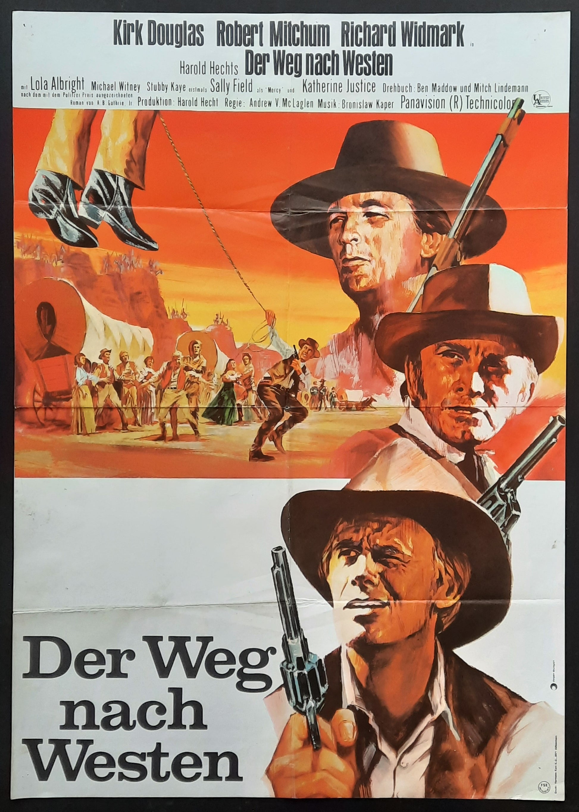 WAY WEST Original Movie Poster 1967 Douglas Mitchum Widmark German 1-Sheet Poster