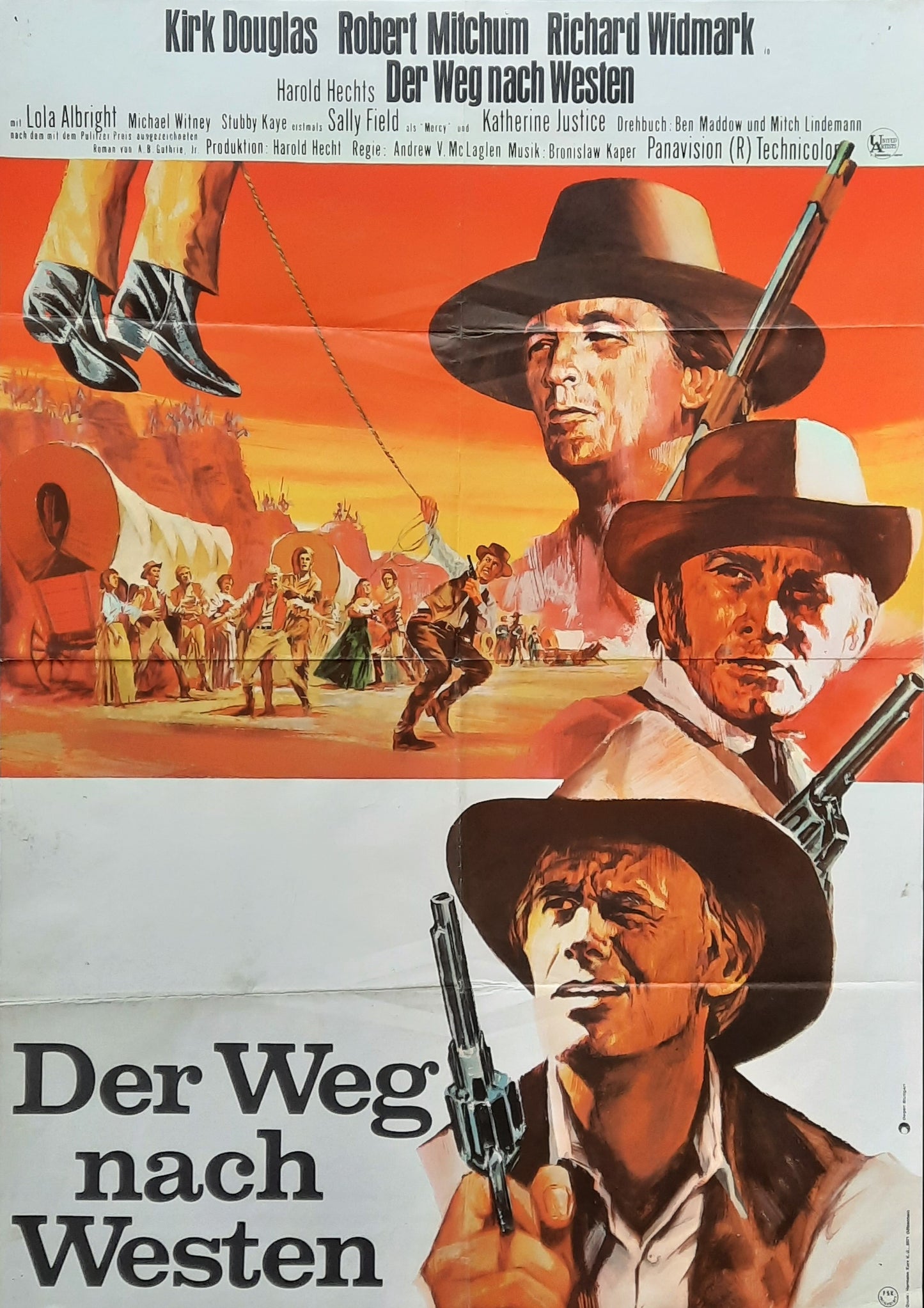 WAY WEST Original Movie Poster 1967 Douglas Mitchum Widmark German 1-Sheet Poster