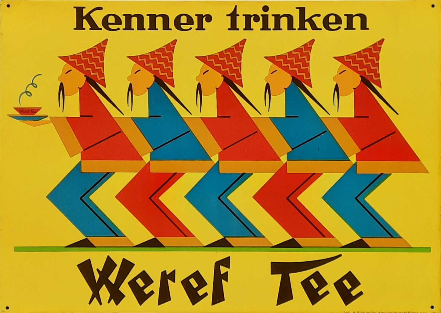 WEREF TEE original german metal sign for tea 1950s 20 x 14 inch