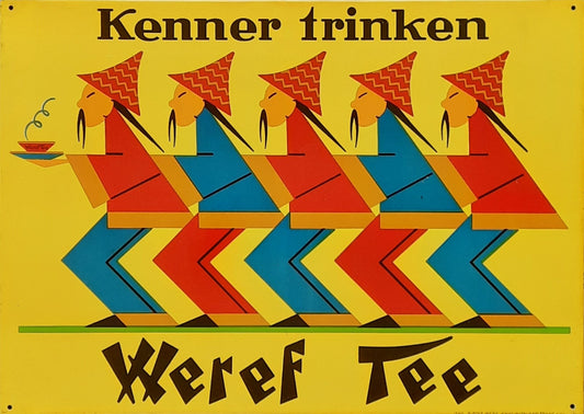 WEREF TEE original german metal sign for tea 1950s 20 x 14 inch