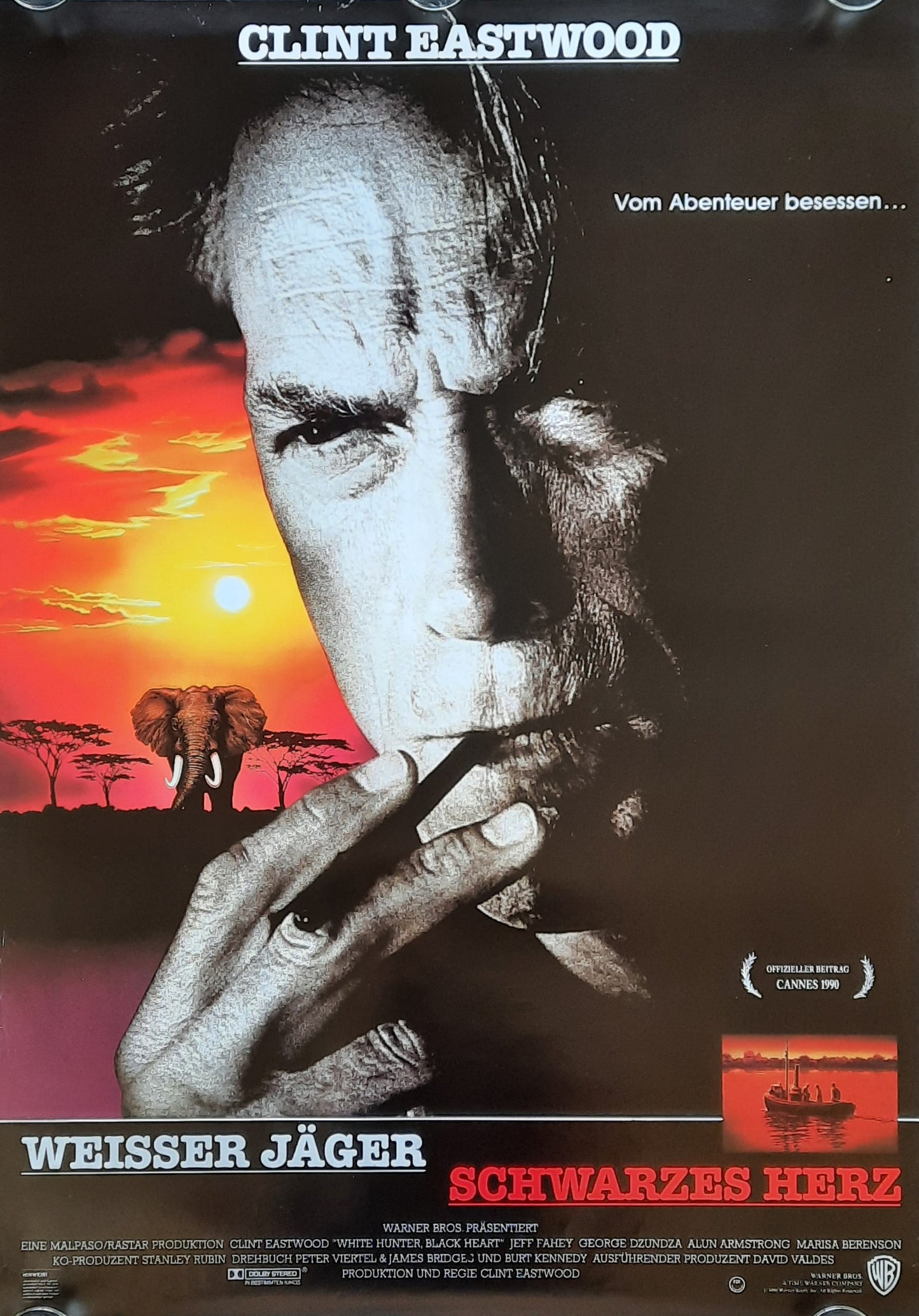 WHITE HUNTER BLACK HEART Original Movie Poster 1990 Clint Eastwood German 1-Sheet ROLLED