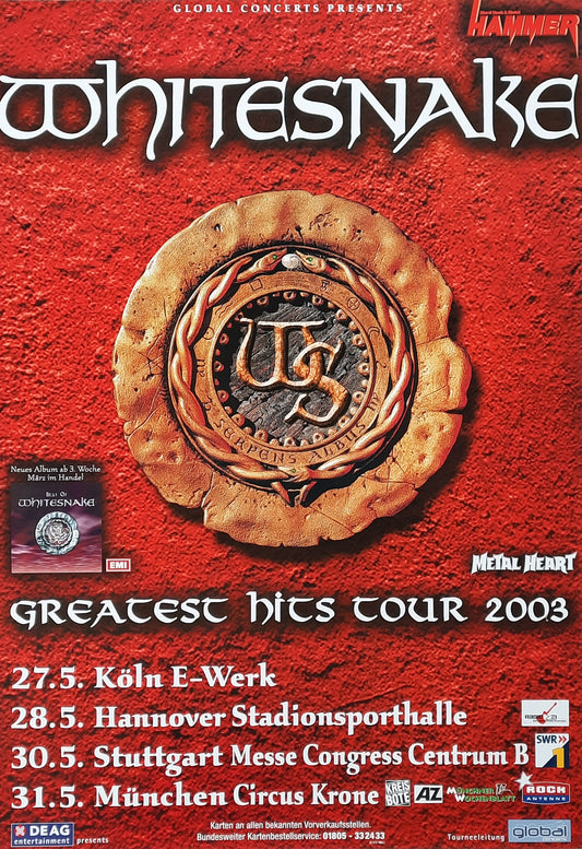 WHITESNAKE Original Concert Poster May 27, 2003 Köln Germany