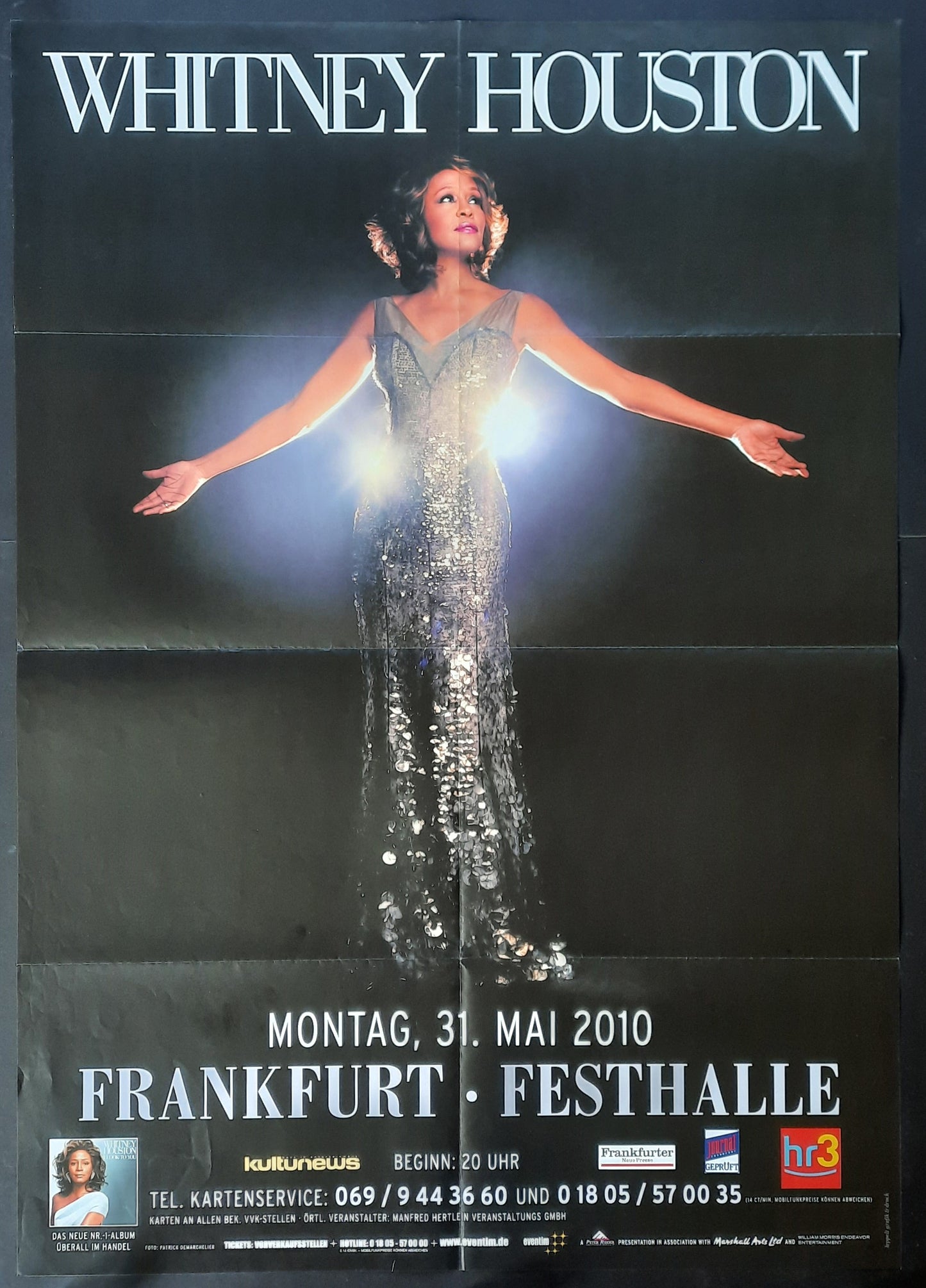 WHITNEY HOUSTON Original Concert Poster May 31, 2010 Frankfurt Germany SUBWAY POSTER