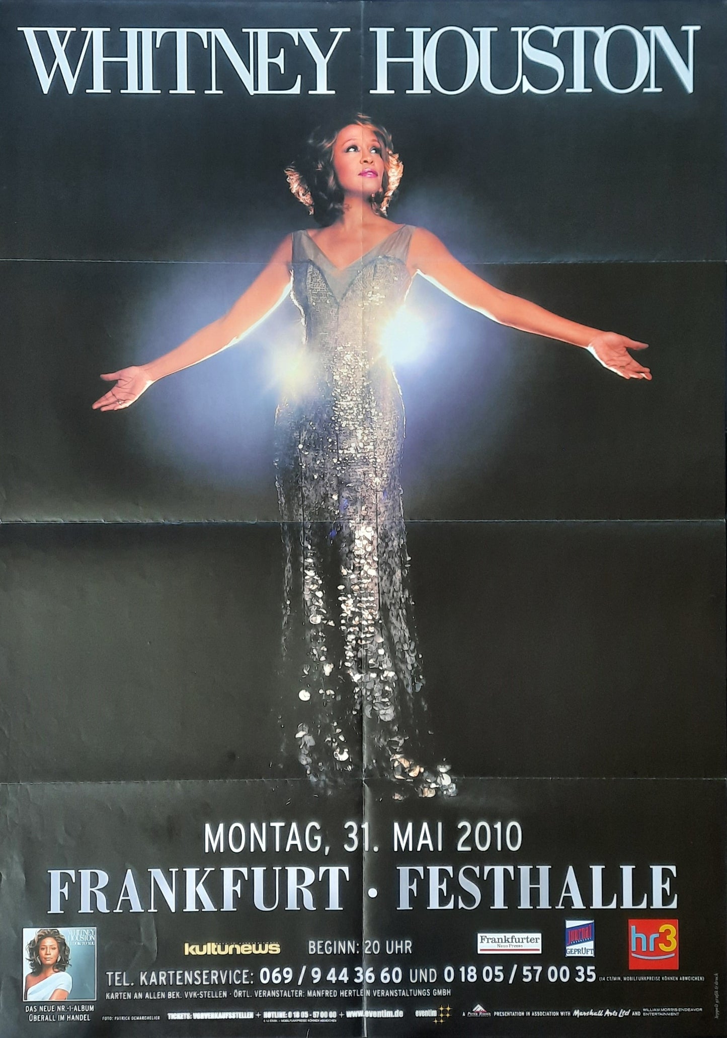 WHITNEY HOUSTON Original Concert Poster May 31, 2010 Frankfurt Germany SUBWAY POSTER