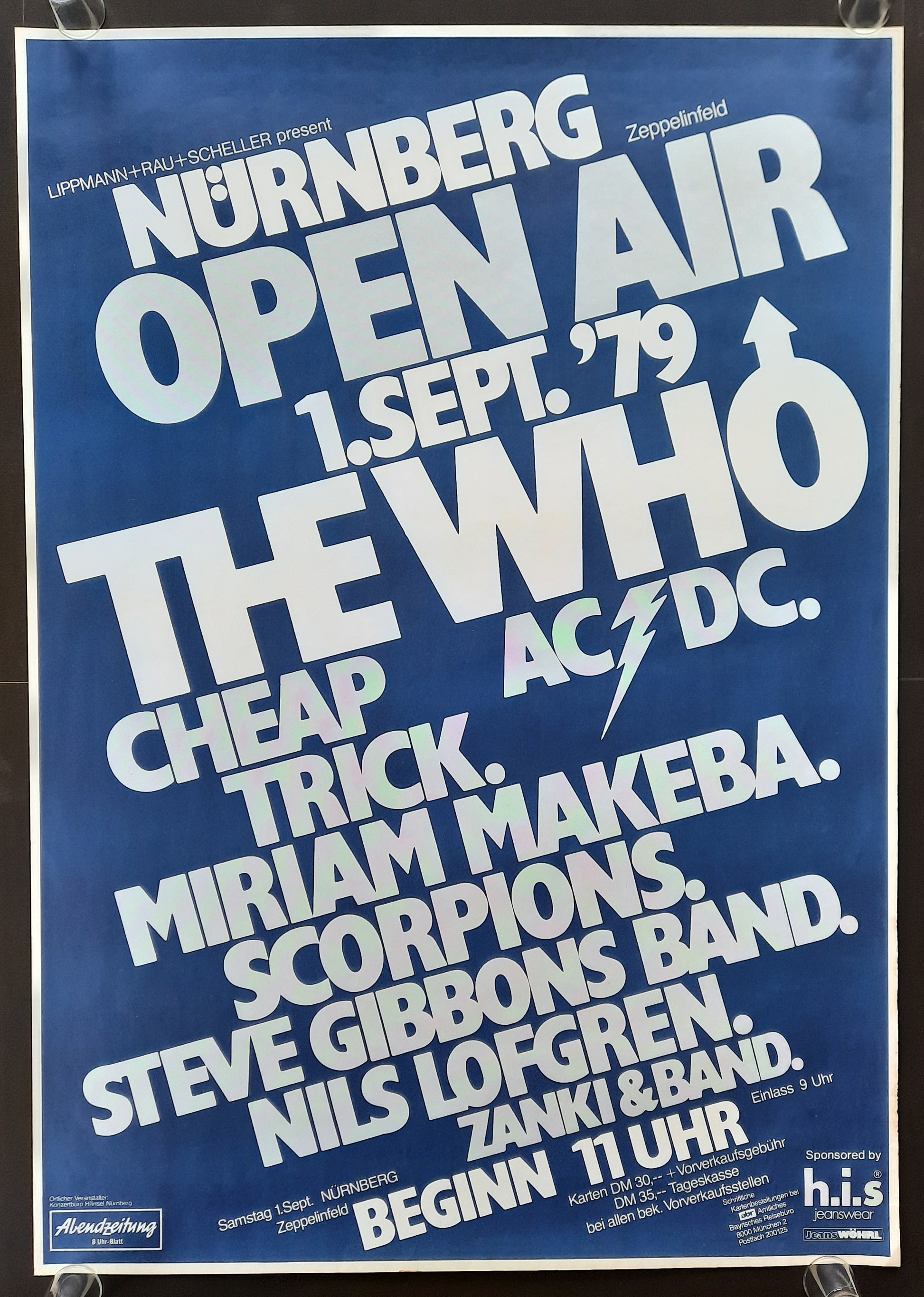 WHO AC/DC Original Concert Poster September 1, 1979 Nürnberg Germany SUBWAY POSTER 2