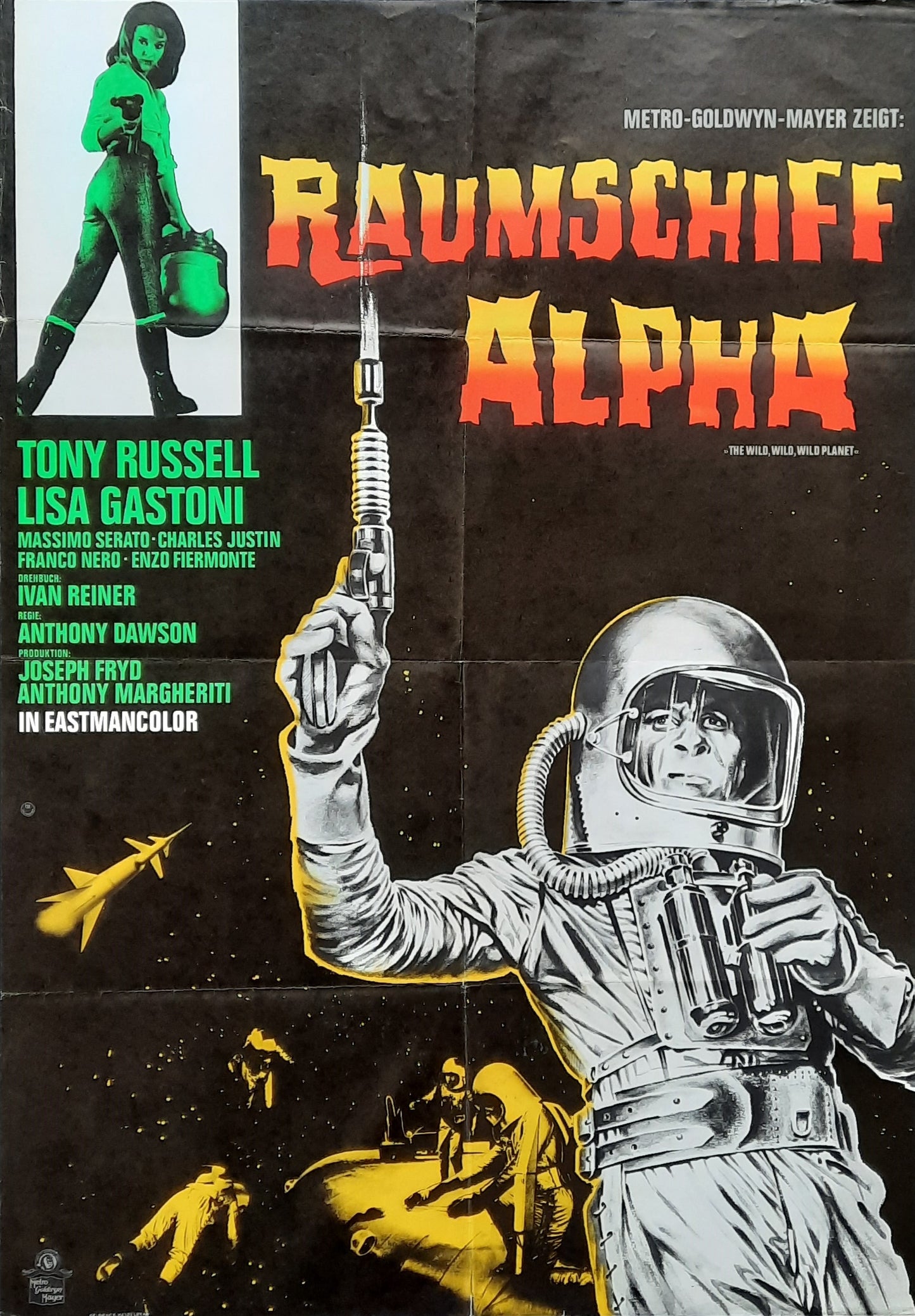 WILD WILD PLANET Original Movie Poster 1966 Antonio Margheriti, Franco Nero German 1-Sheet