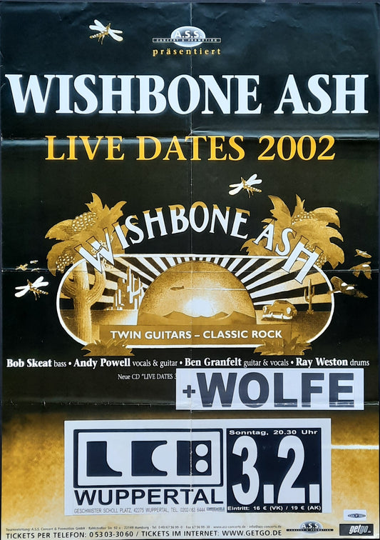 WISHBONE ASH Original Concert Poster February 3, 2002 Wuppertal Germany 1