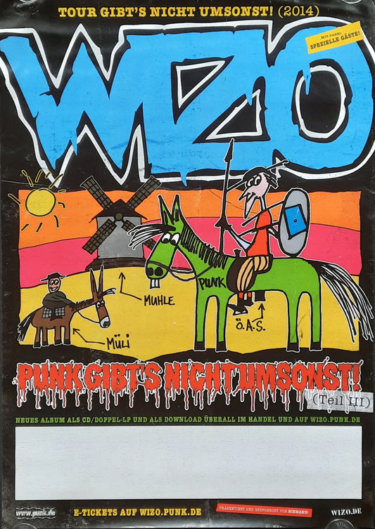 WIZO Original Concert Poster 2014 Tour "Punk gibt's nicht umsonst!" ROLLED