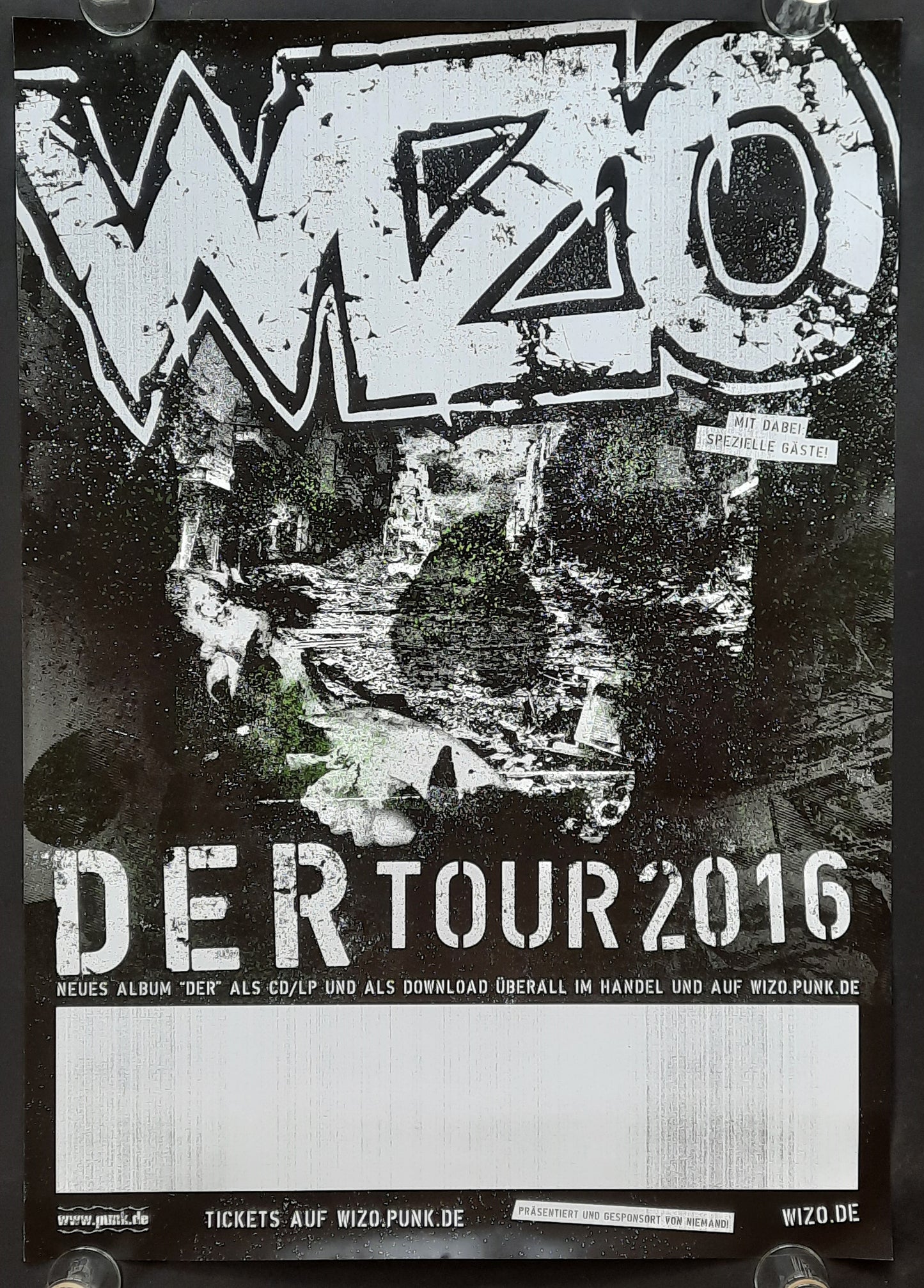 WIZO Original Concert Poster 2016 Tour DER 1