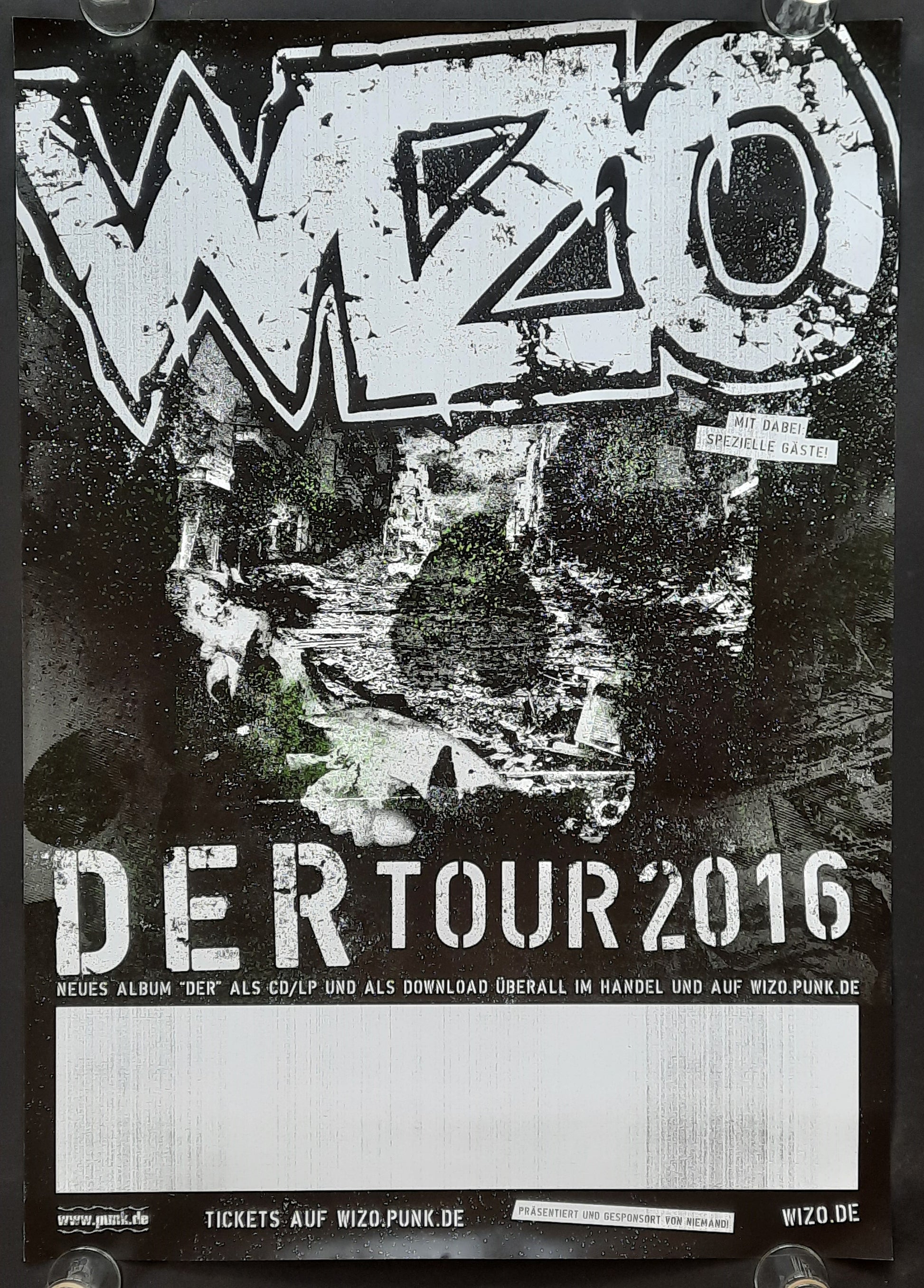 WIZO Original Concert Poster 2016 Tour DER 1