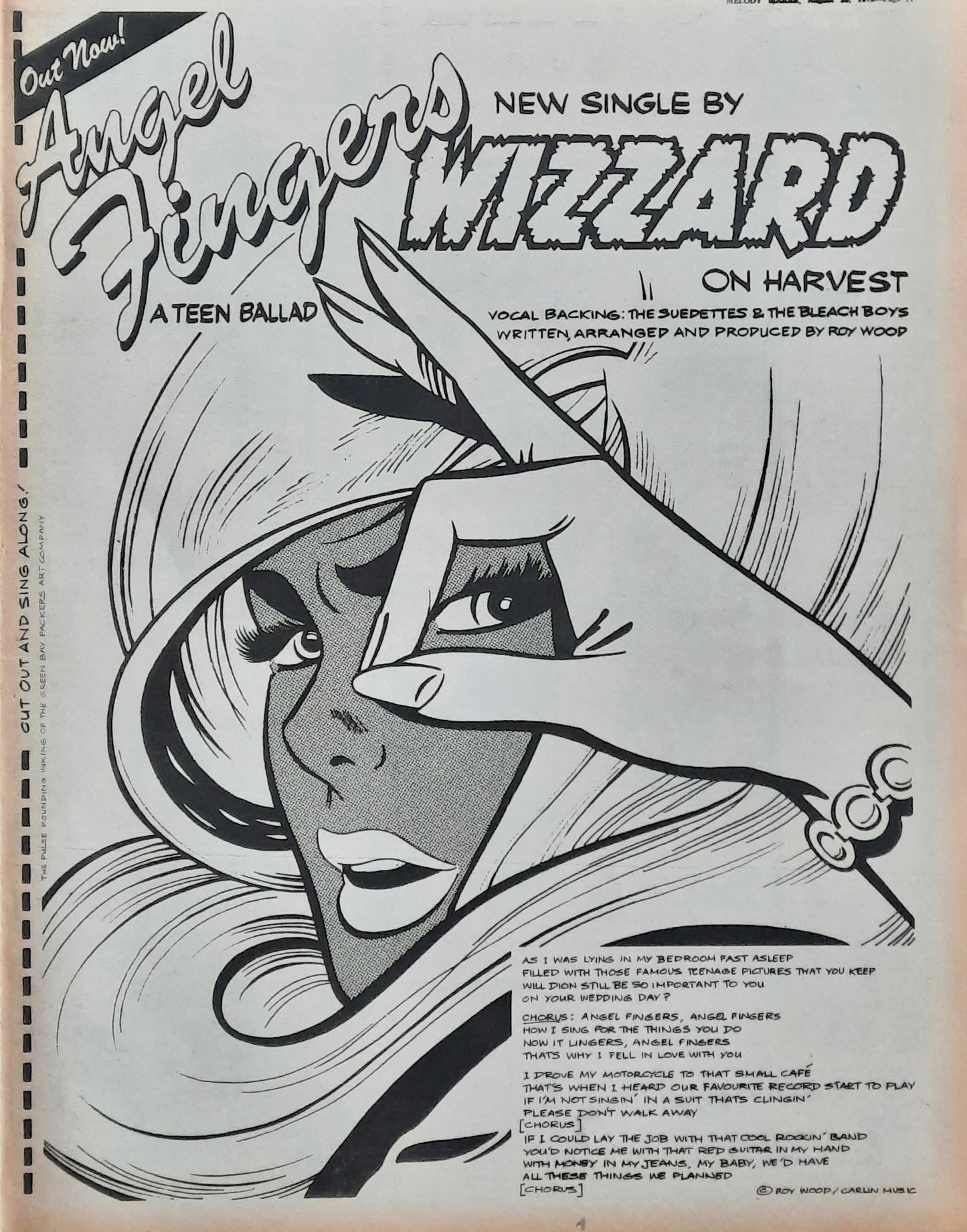 WIZZARD Original Poster/Press Ad - 1973 Single "Angel Fingers"