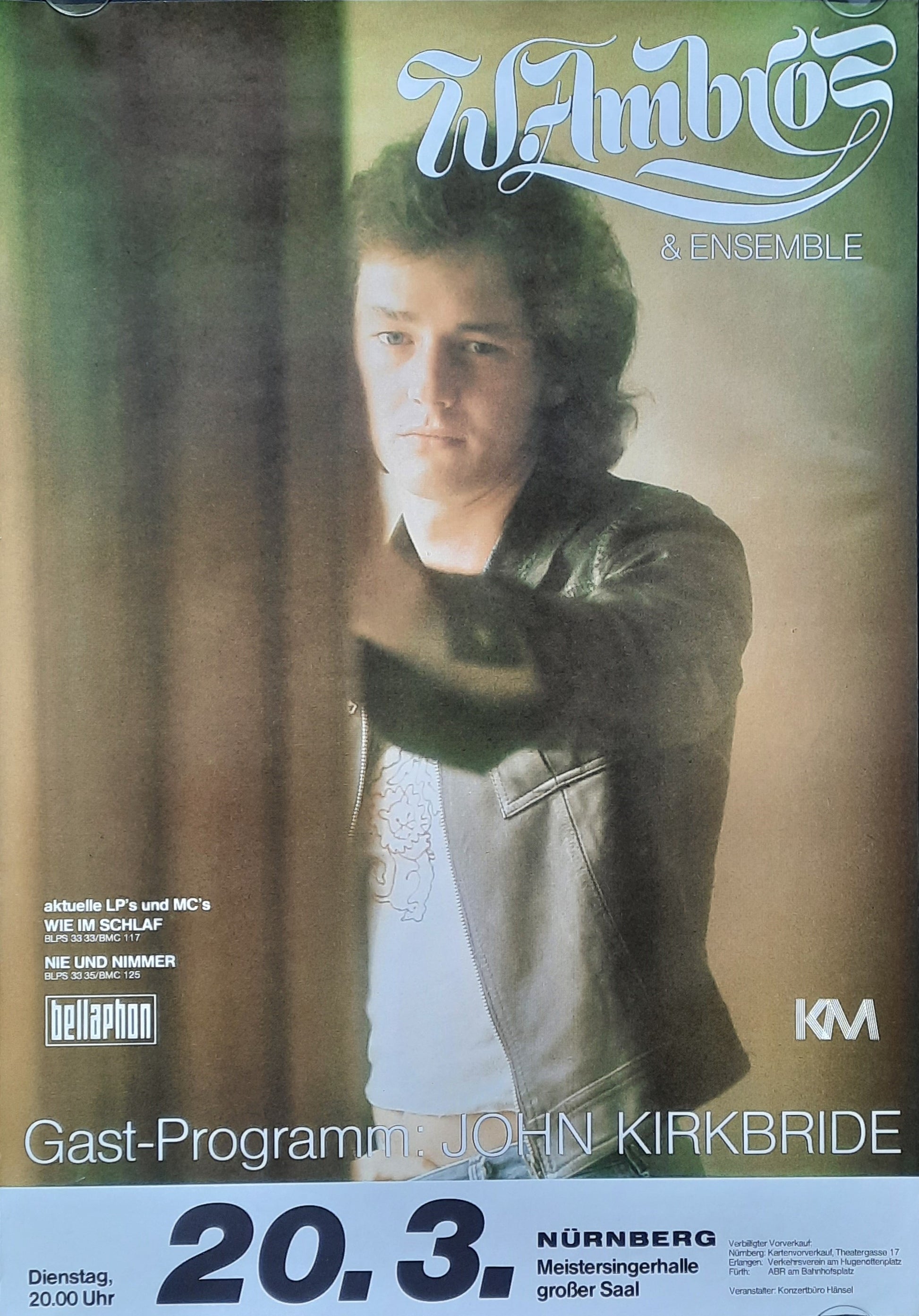 WOLFGANG AMBROS Original Concert Poster March 20, 1978 Nürnberg Germany