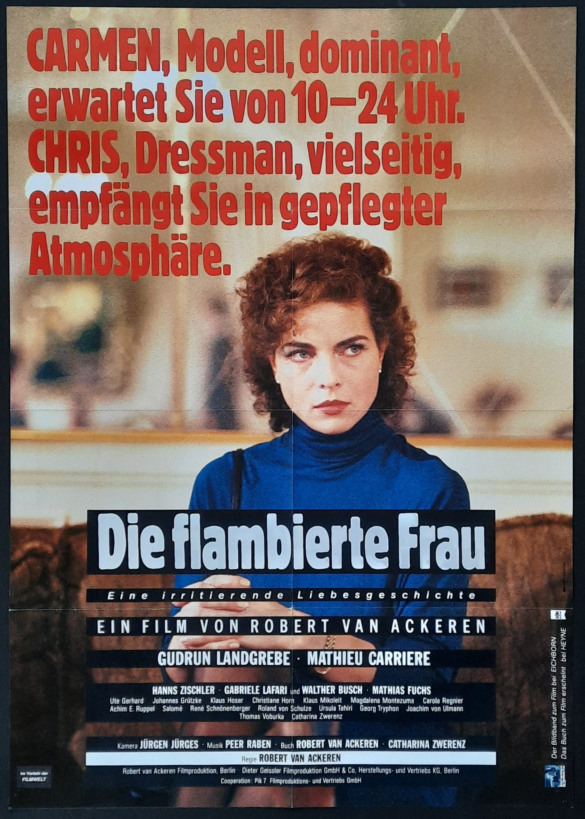 WOMAN IN FLAMES Original Movie Poster 1983 Robert van Ackeren Gudrun Langrebe German 1-Sheet