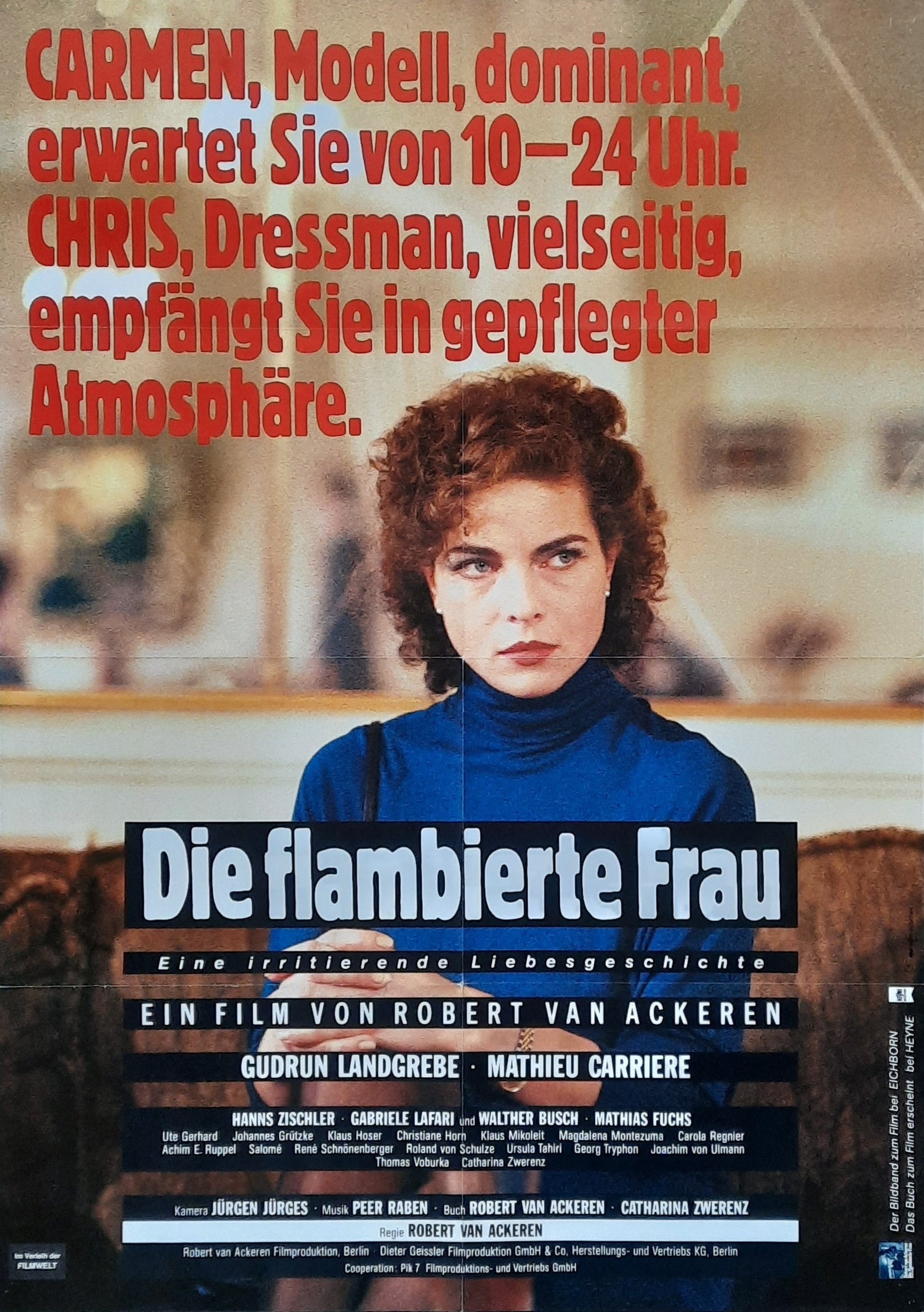 WOMAN IN FLAMES Original Movie Poster 1983 Robert van Ackeren Gudrun Langrebe German 1-Sheet