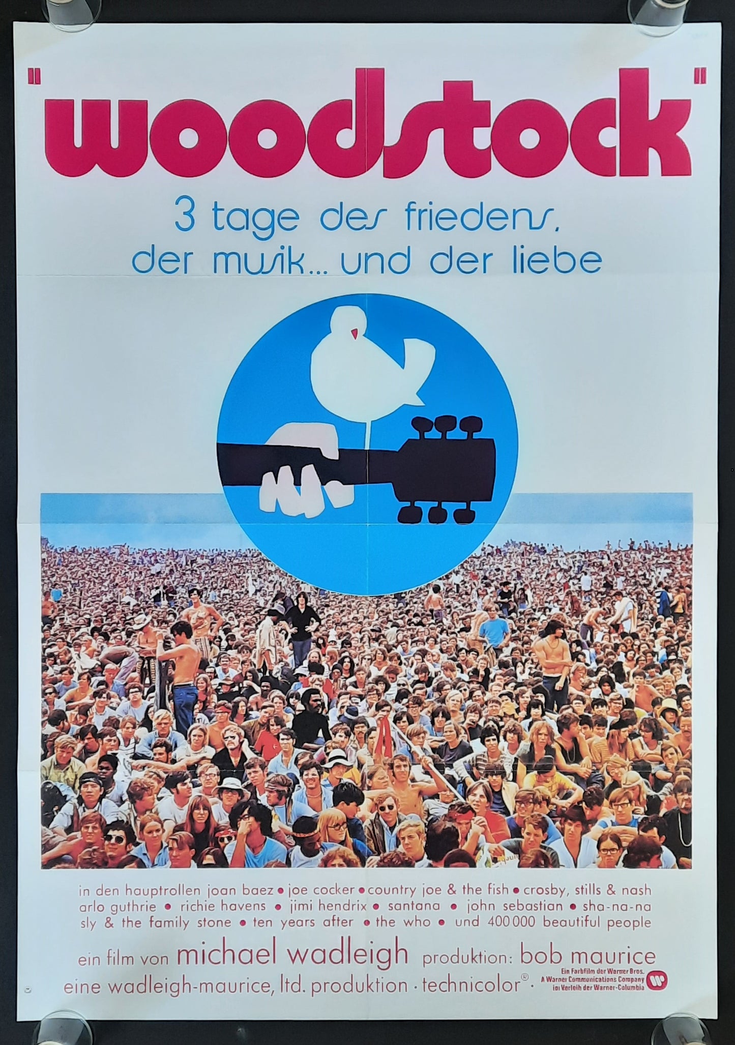 WOODSTOCK Original Movie Poster Re-1974 (1970) German 1-Sheet