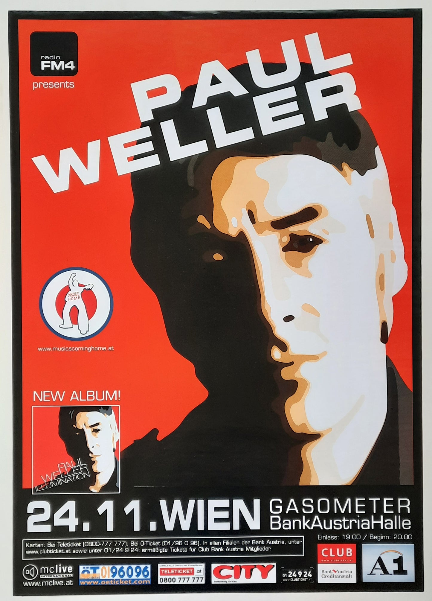 PAUL WELLER 2002 Concert Poster Nov 24th Vienna Austria 1st print