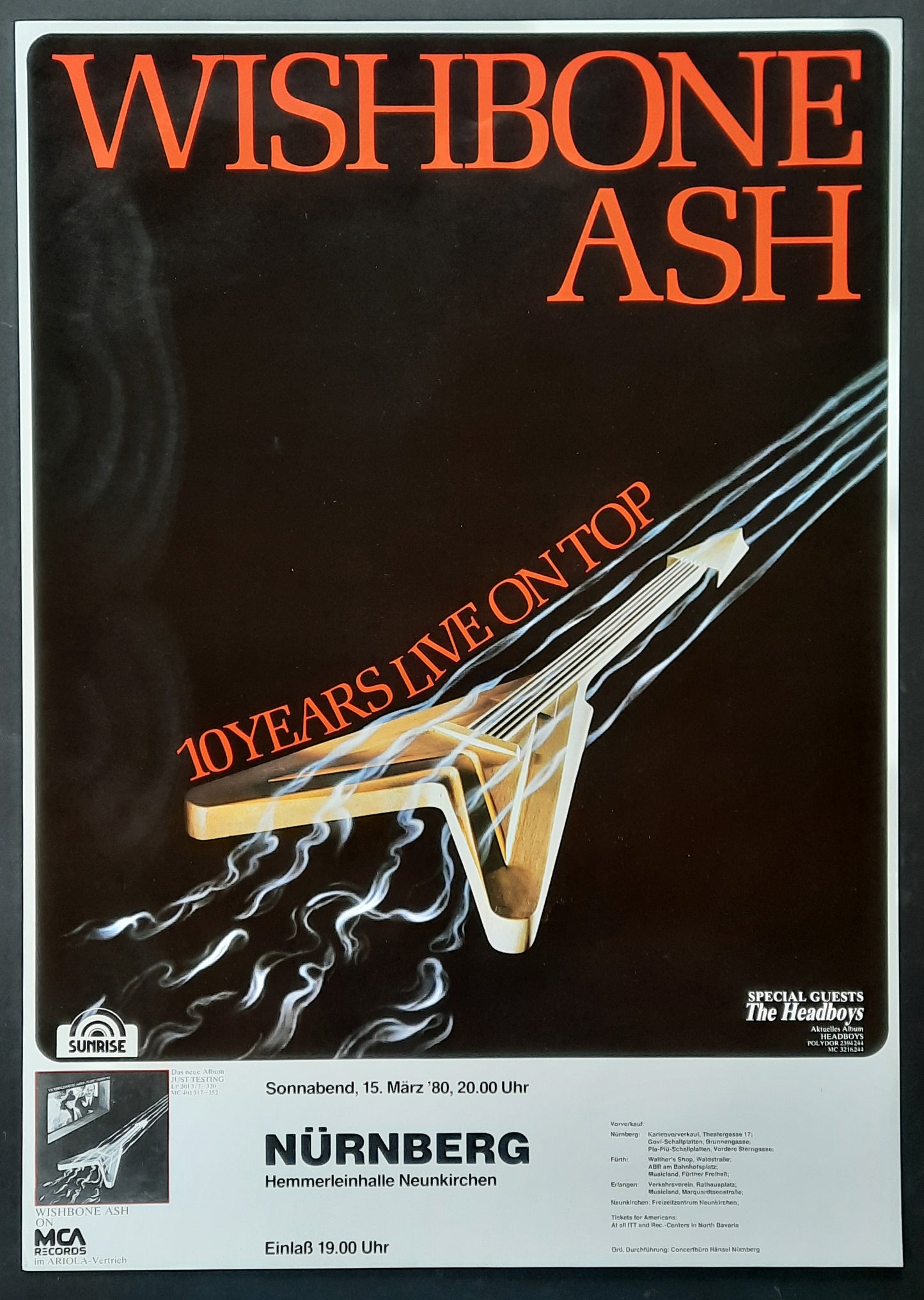 WISHBONE ASH 1980 Concert Poster Mar 15th Nürnberg Germany 1st print