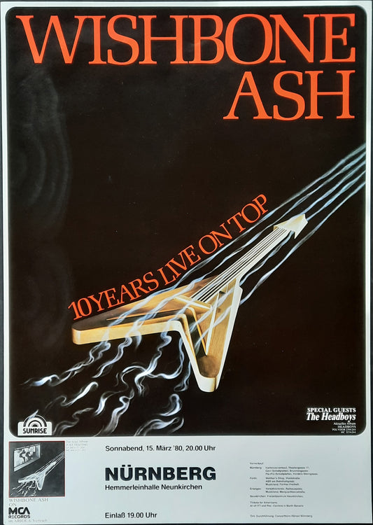 WISHBONE ASH 1980 Concert Poster Mar 15th Nürnberg Germany 1st print