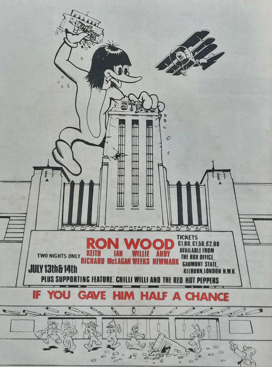 RON WOOD 1974 Keith Richards Poster/Press Ad Concert London