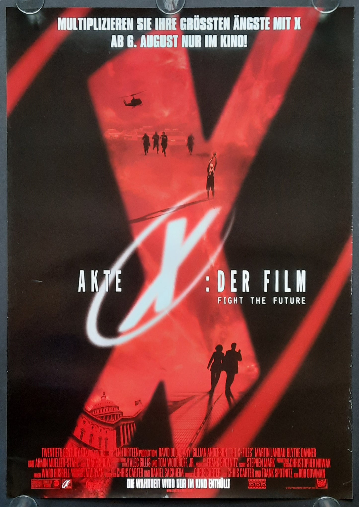X-FILES Original Movie Poster 1998 Duchovny Anderson German  1-Sheet ROLLED