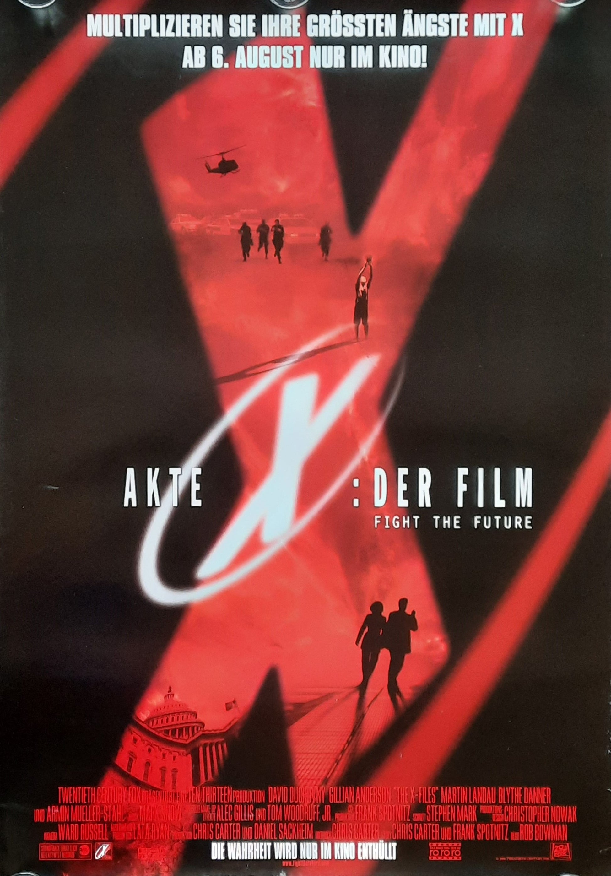 X-FILES Original Movie Poster 1998 Duchovny Anderson German  1-Sheet ROLLED 1