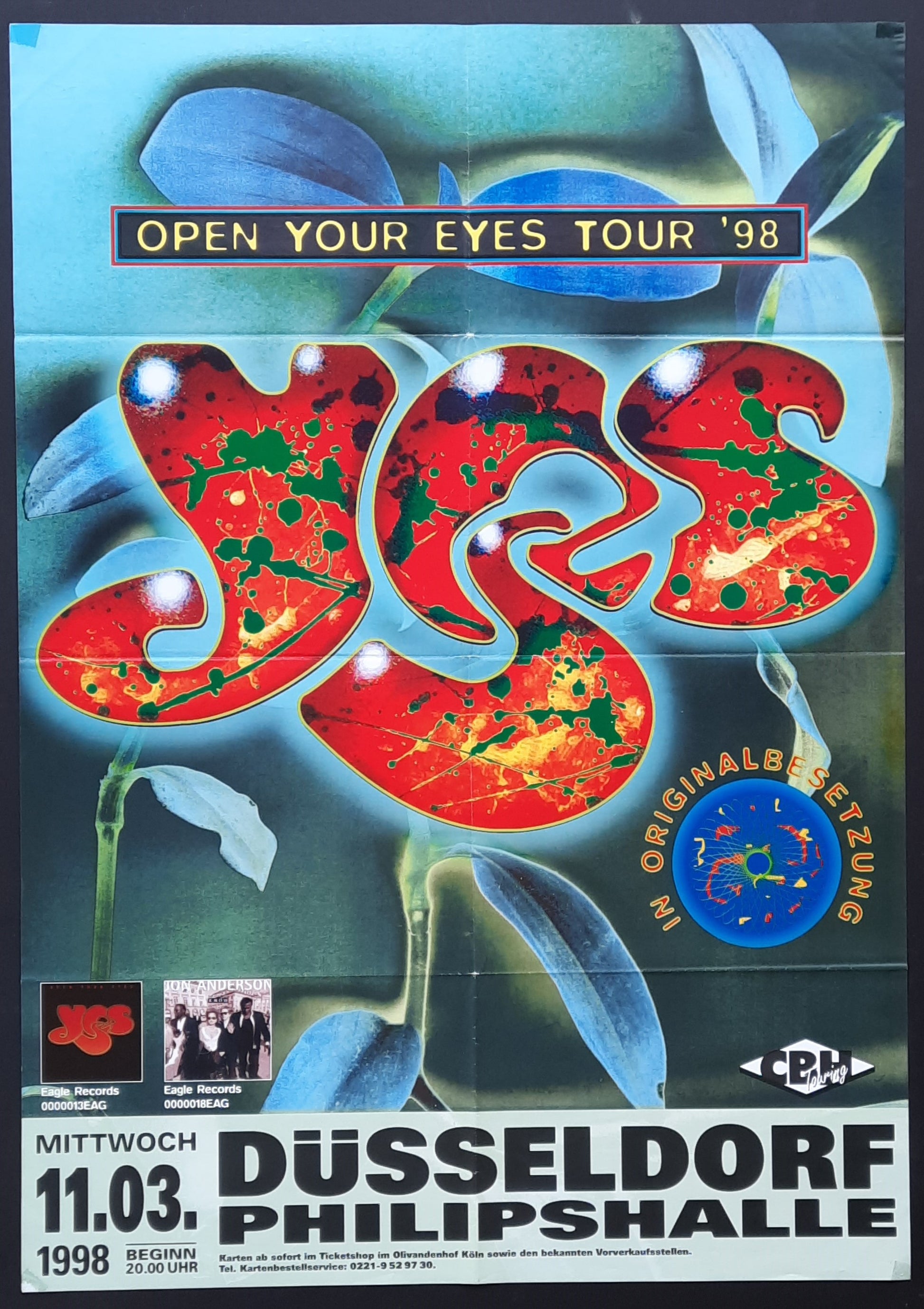 YES Original Concert Poster March 11, 1998 Düsseldorf Germany