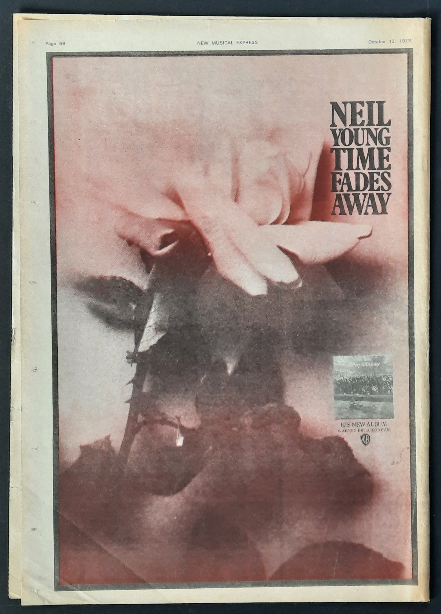 NEIL YOUNG 1973 Poster/Press Ad Album "Time Fades Away"