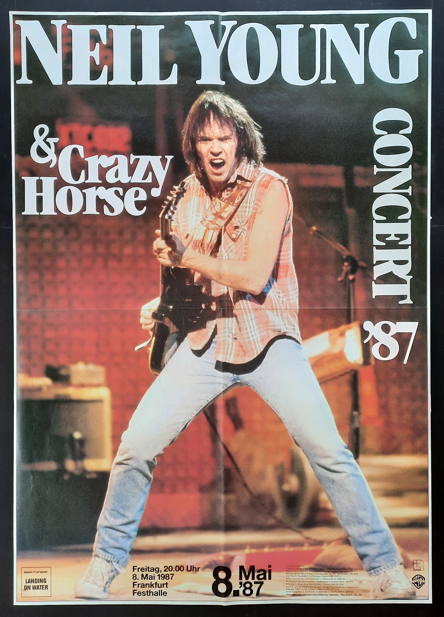 NEIL YOUNG 1987 Concert Poster Germany 1st print! SUBWAY POSTER!