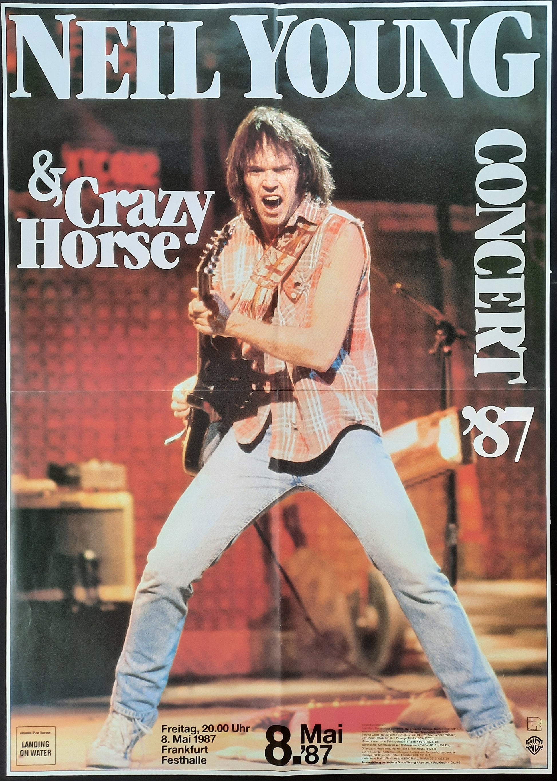 NEIL YOUNG Original Concert Poster 1987 Germany SUBWAY POSTER