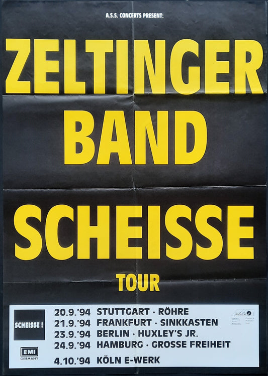 ZELTINGER BAND Original Concert Poster 1994 SCHEISSE TOUR Germany 1