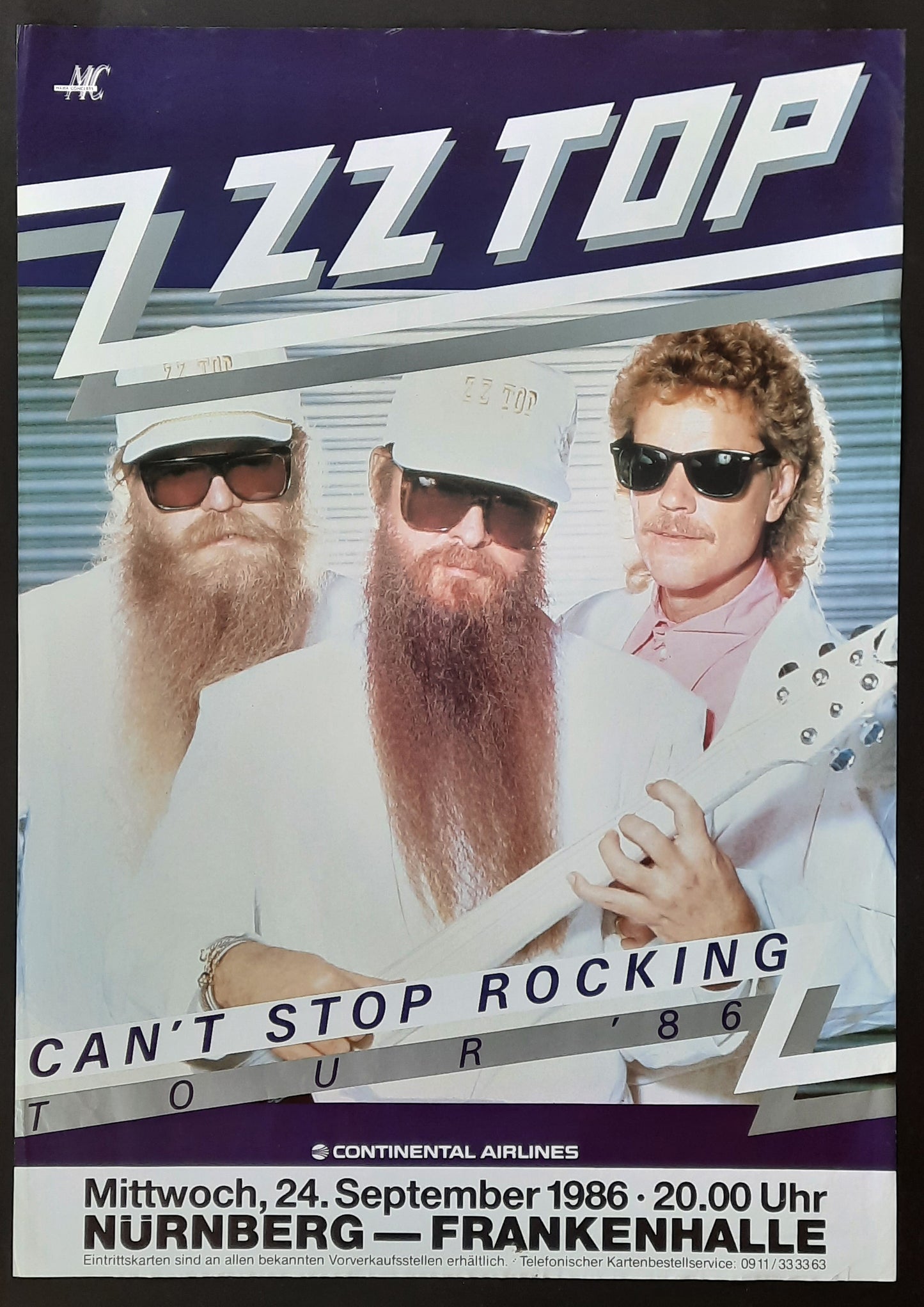 ZZ TOP 1986 Concert Poster Sep 24th Nürnberg Germany 1st print