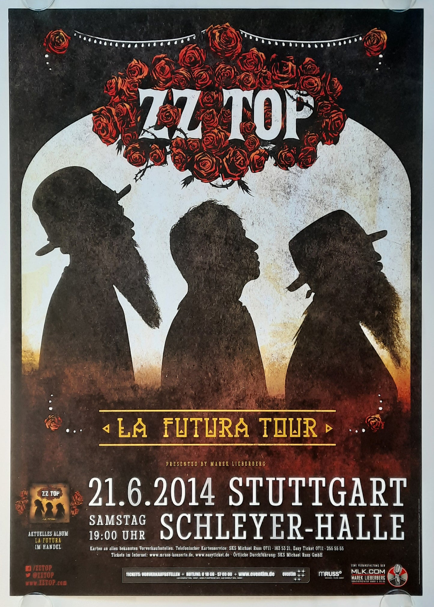 ZZ TOP 2014 Concert Poster Jun 6th Stuttgart Germany 1st print