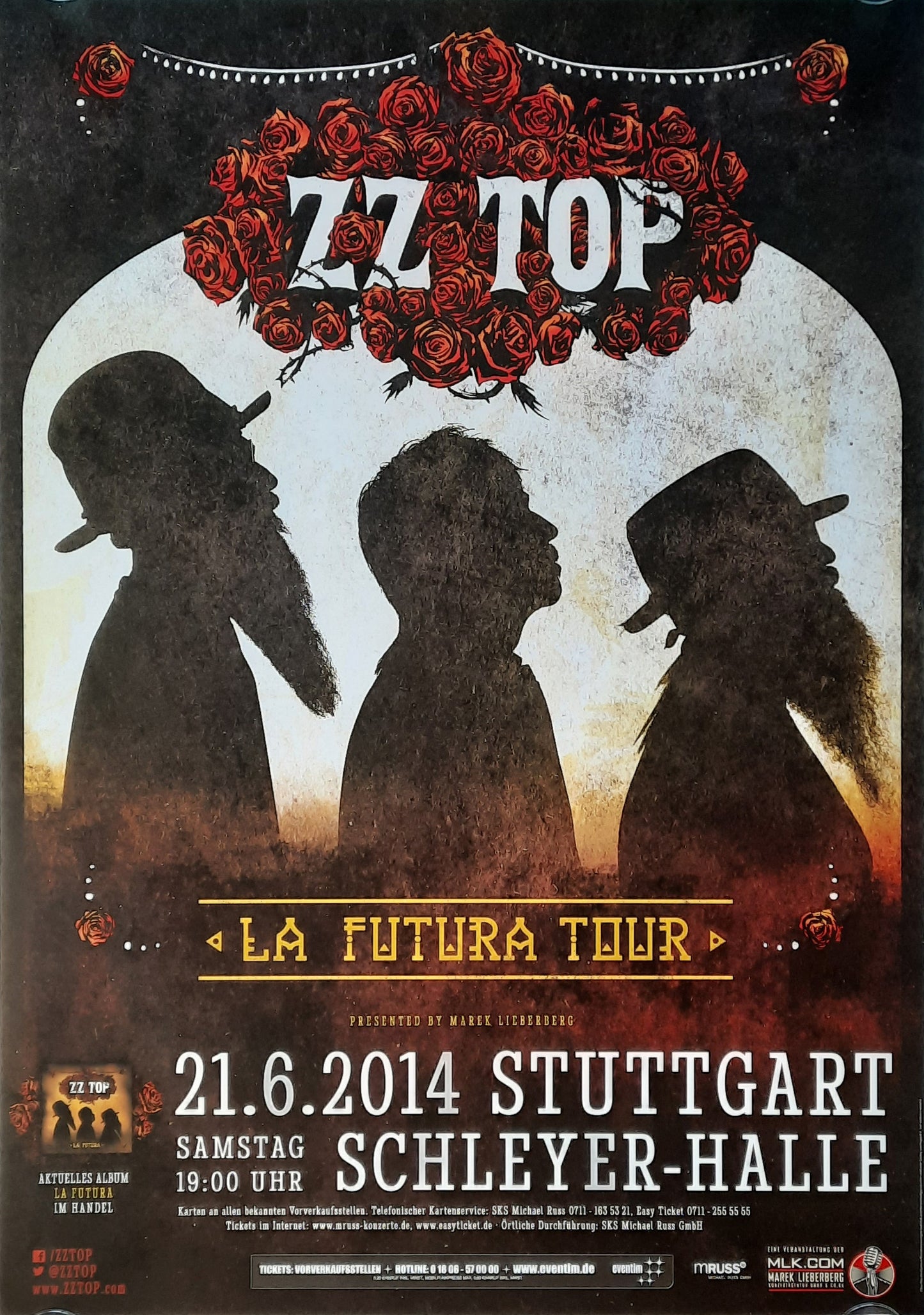 ZZ TOP 2014 Concert Poster Jun 6th Stuttgart Germany 1st print