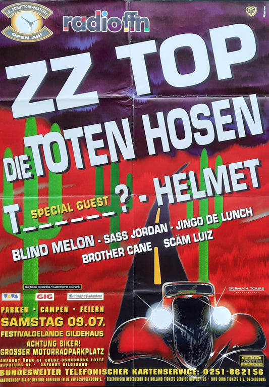 ZZ TOP - TOTEN HOSEN Original Concert Poster July 9, 1994 Schüttorf Festival Germany 1
