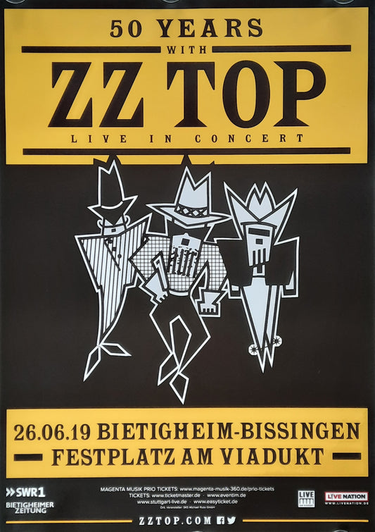 ZZ TOP Original Concert Poster June 6, 2019 Bietigheim Germany