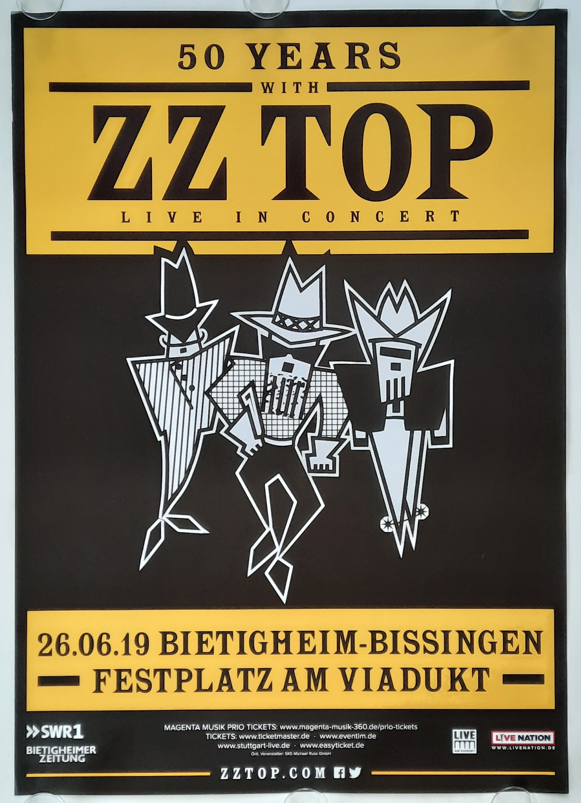 ZZ TOP Original Concert Poster June 6, 2019 Bietigheim Germany 2