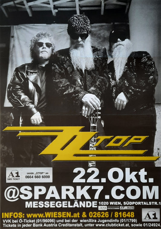 ZZ TOP Original Concert Poster October 22, 2003 Wiesen Austria