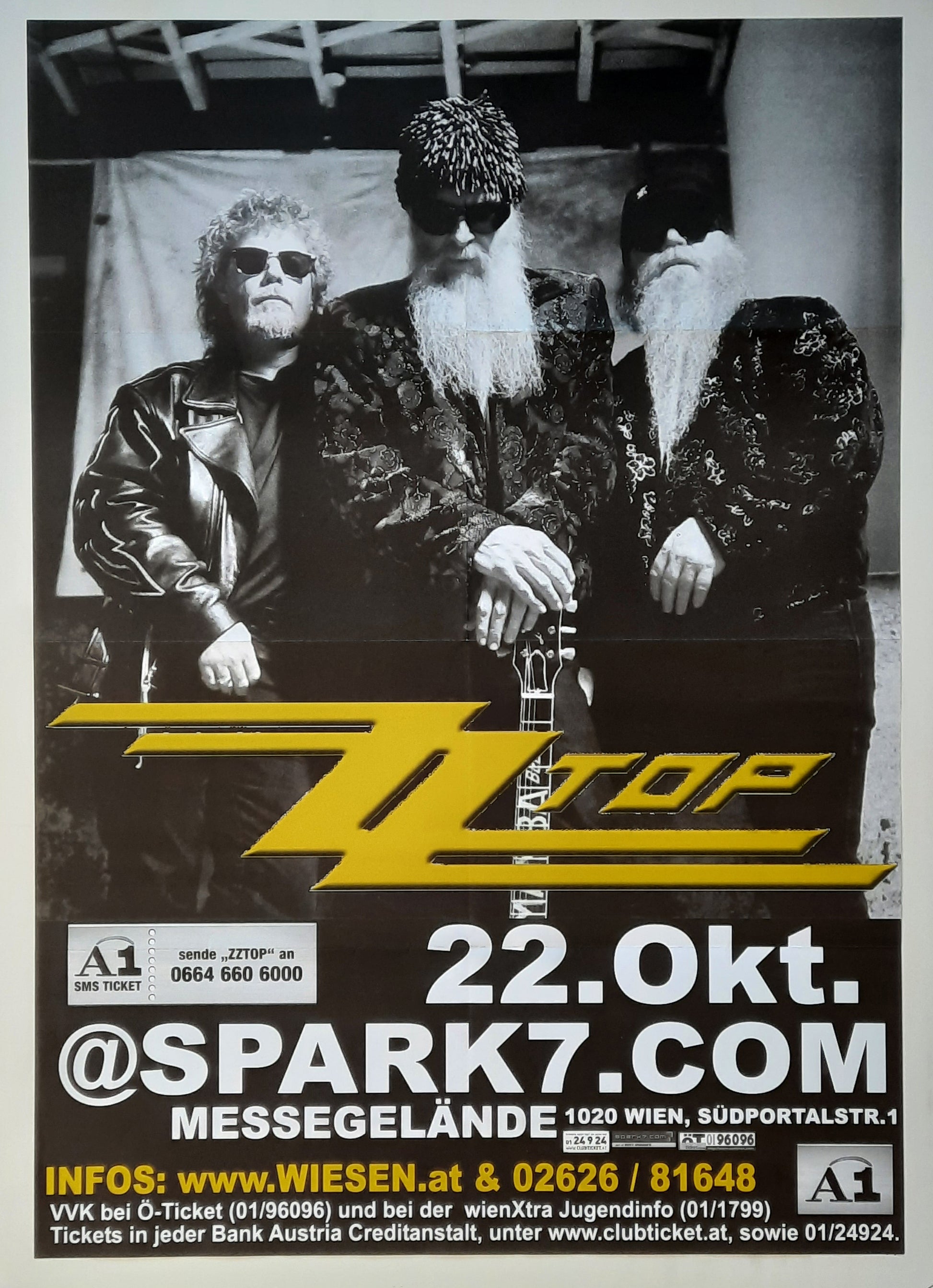 ZZ TOP Original Concert Poster October 22, 2003 Wiesen Austria 2