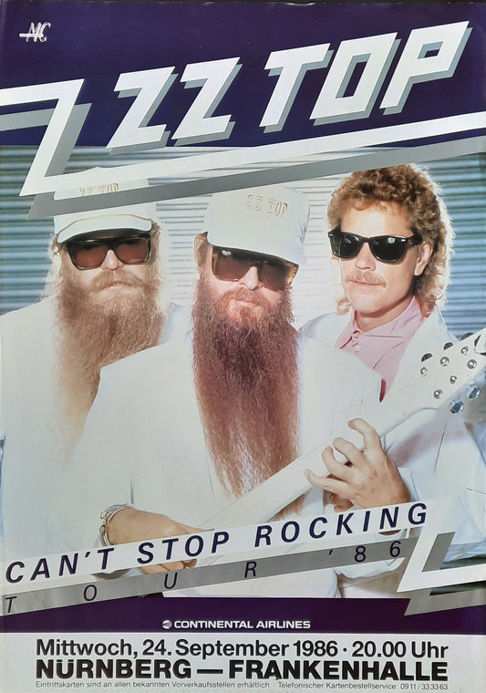 ZZ TOP Original Concert Poster September 24, 1986 Nürnberg Germany