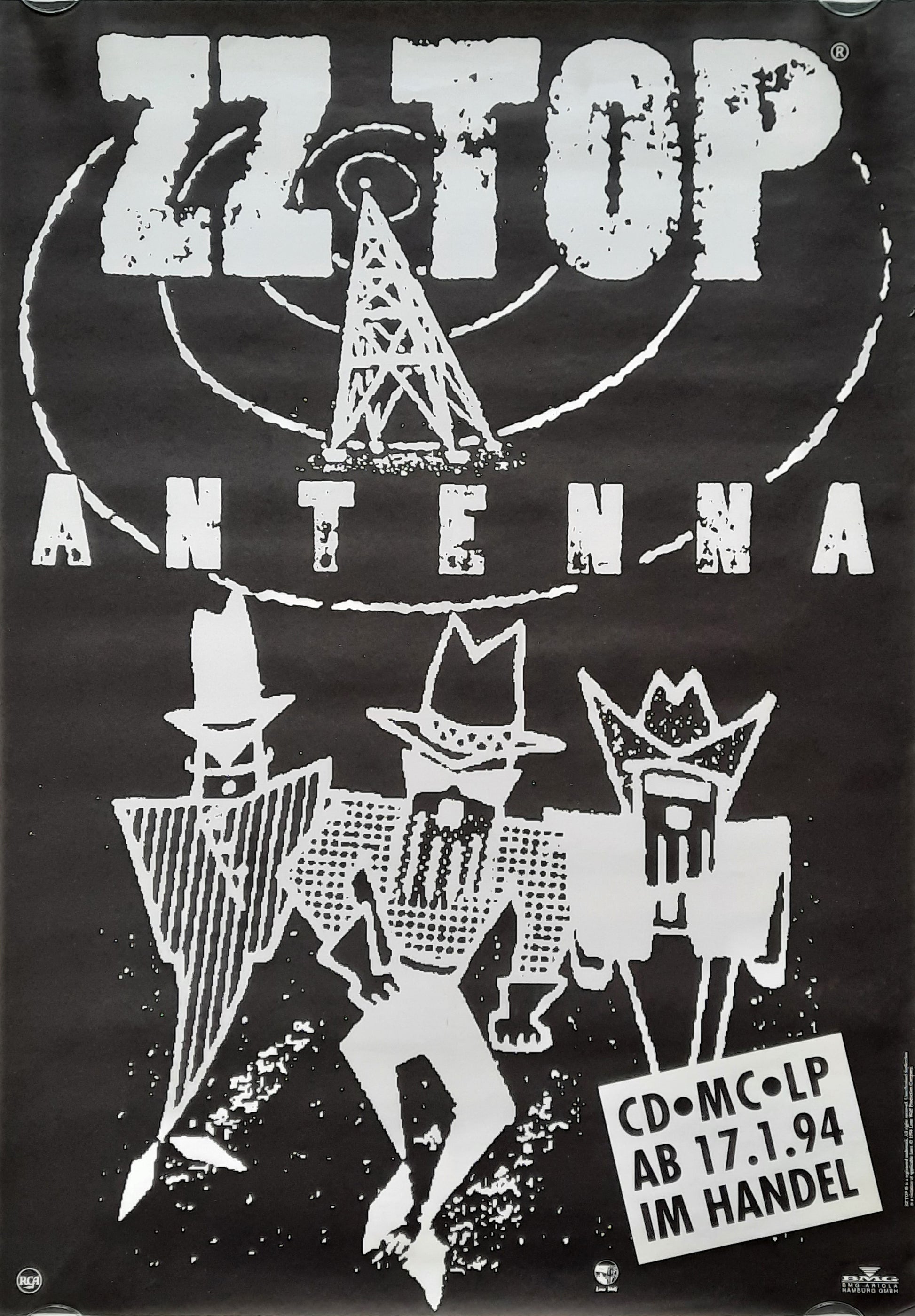 ZZ TOP Original Promotion Poster - 1994 Album "Antenna"